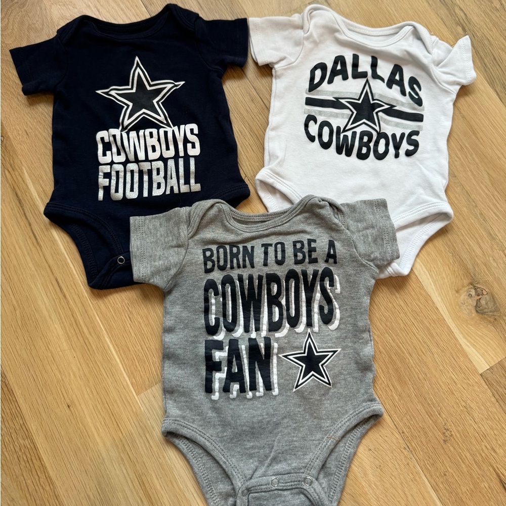 NFL • 3 Pack of Cowboys Onesies • 0-3 Months